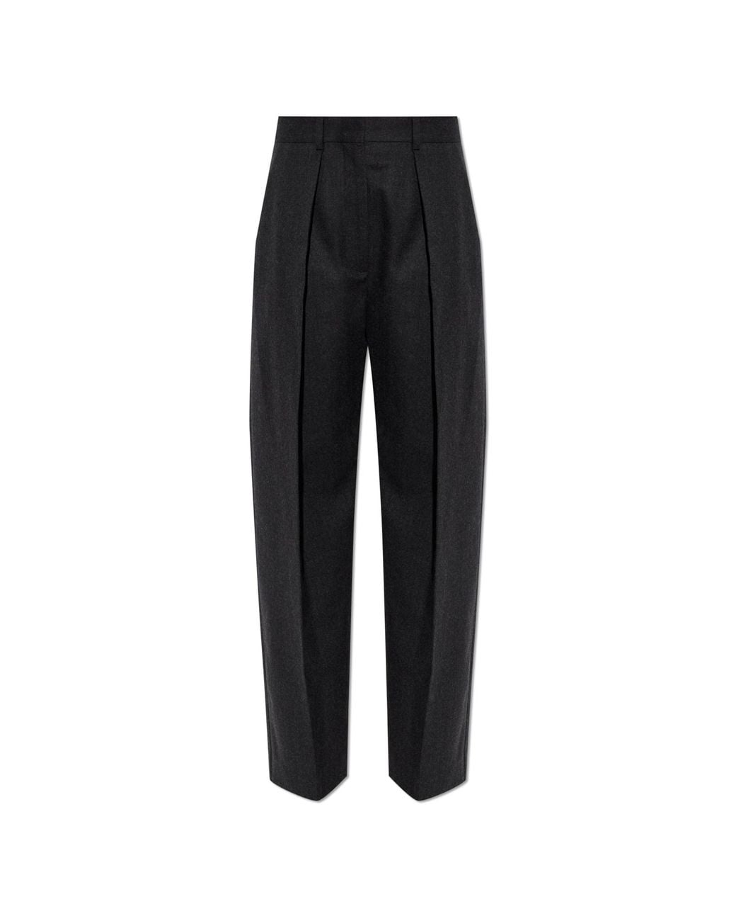 Victoria Beckham Black Wool Pleated Trousers