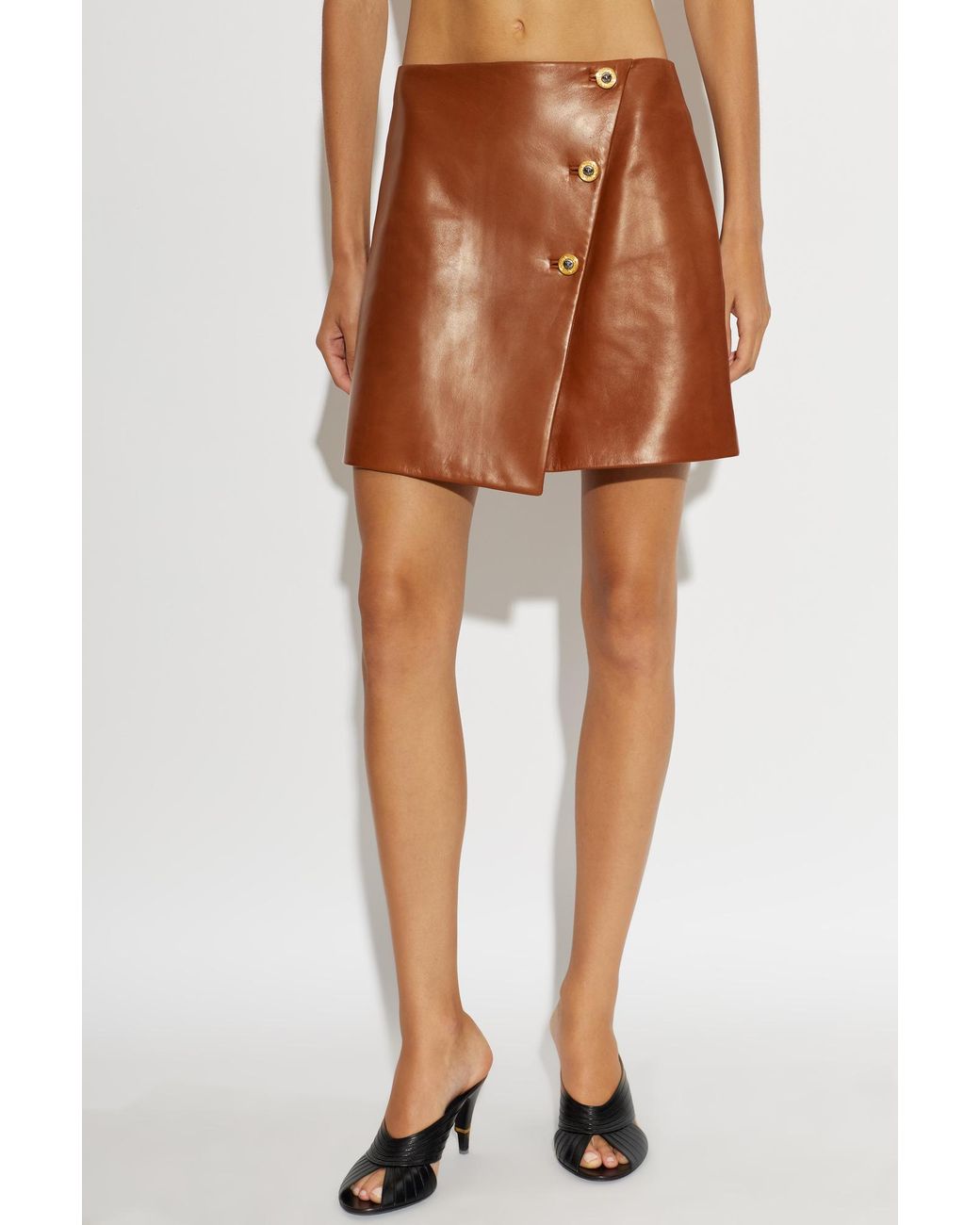 Versace Brown Leather Skirt