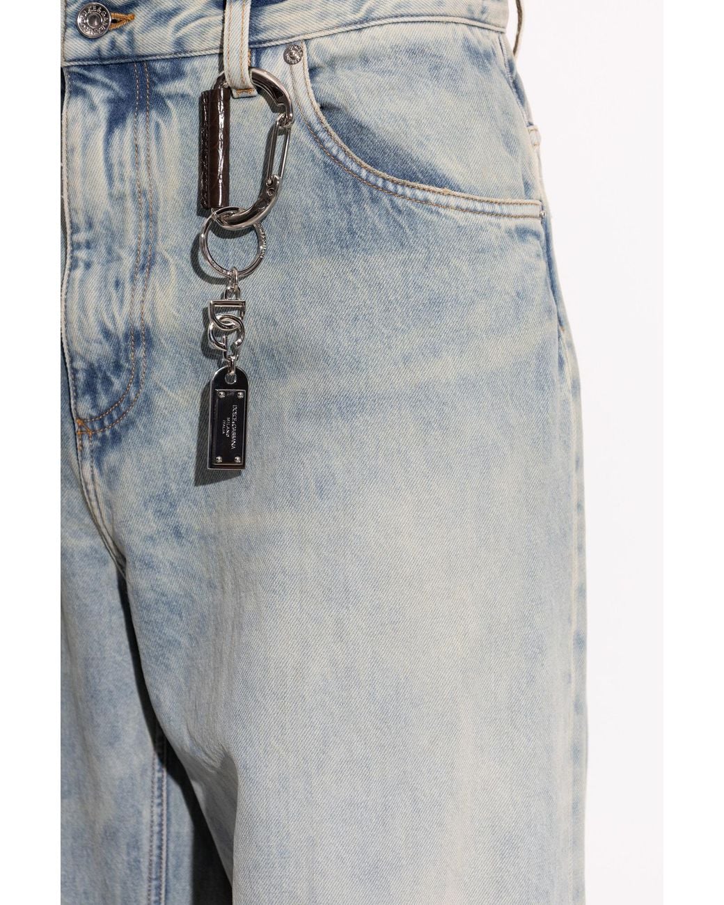 Dolce & Gabbana White Keychain With Logo for men