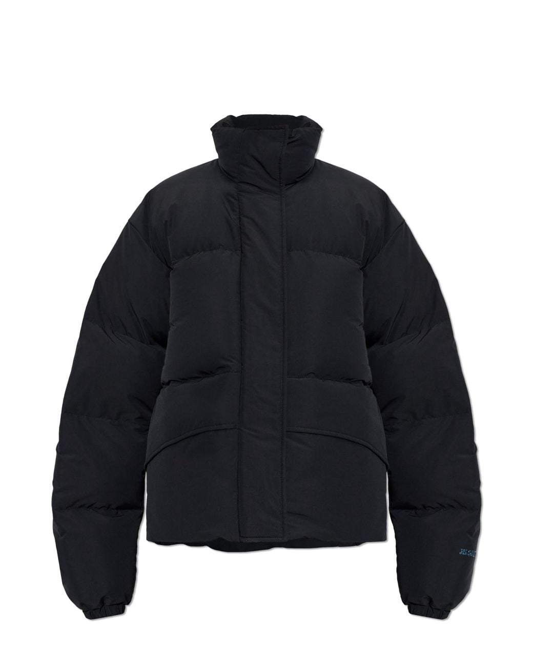 Jil Sander Blue Down Jacket With Stand-Up Collar