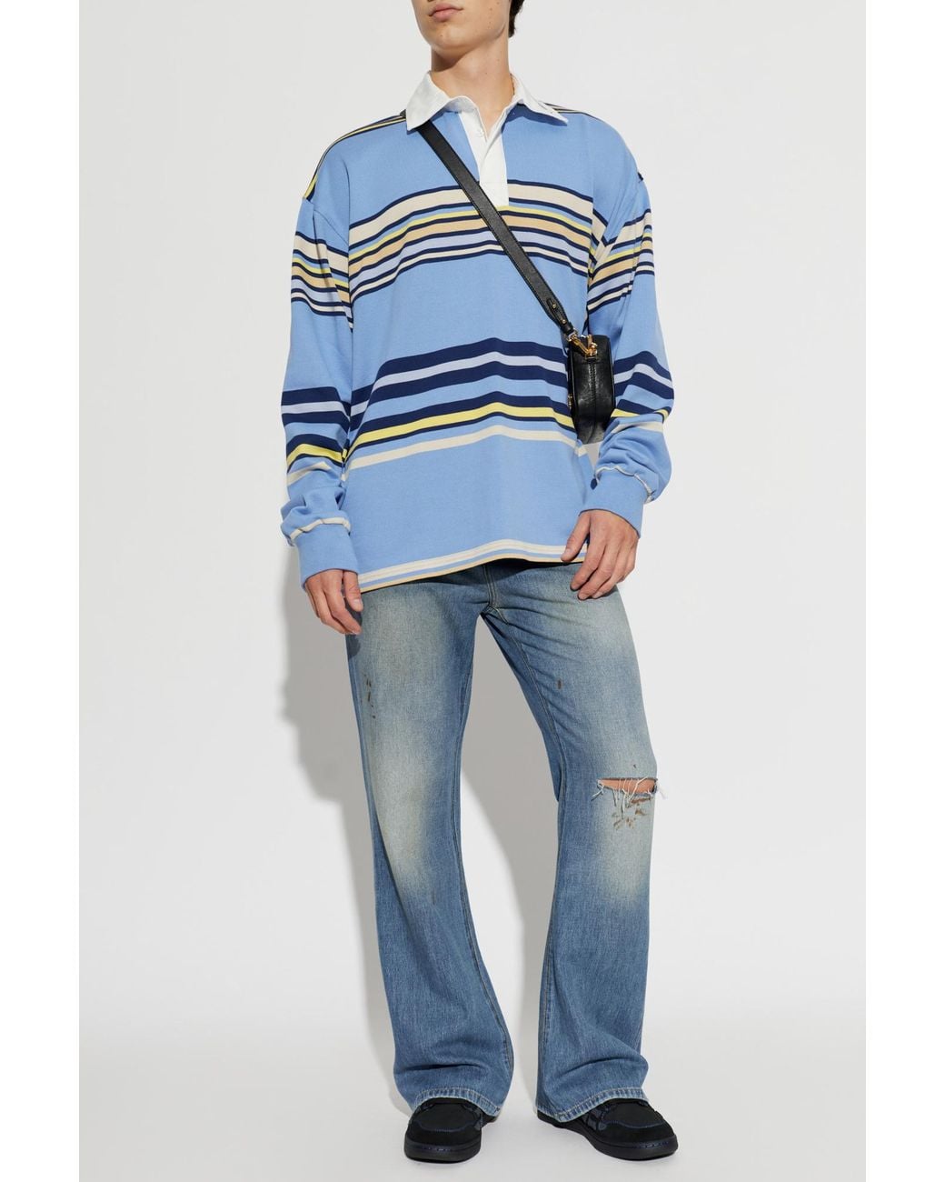 Amiri Blue Long-Sleeve Polo for men