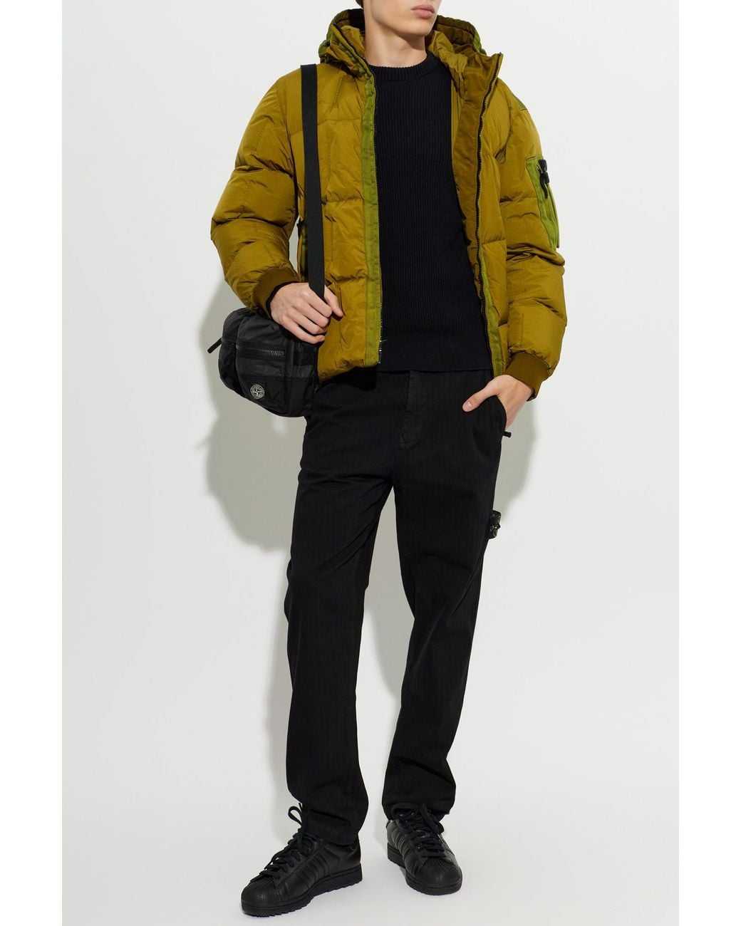 Stone Island Yellow Puffer Jacket With Hood for men