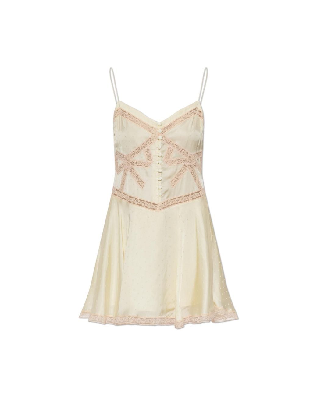 Self-Portrait Natural Short Dress With Lace Inserts