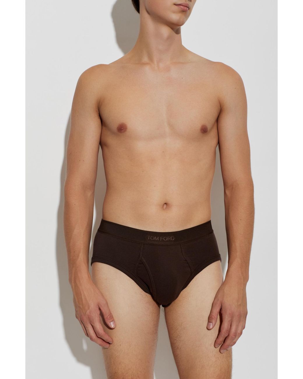 Tom Ford Black Cotton Briefs With Logo for men