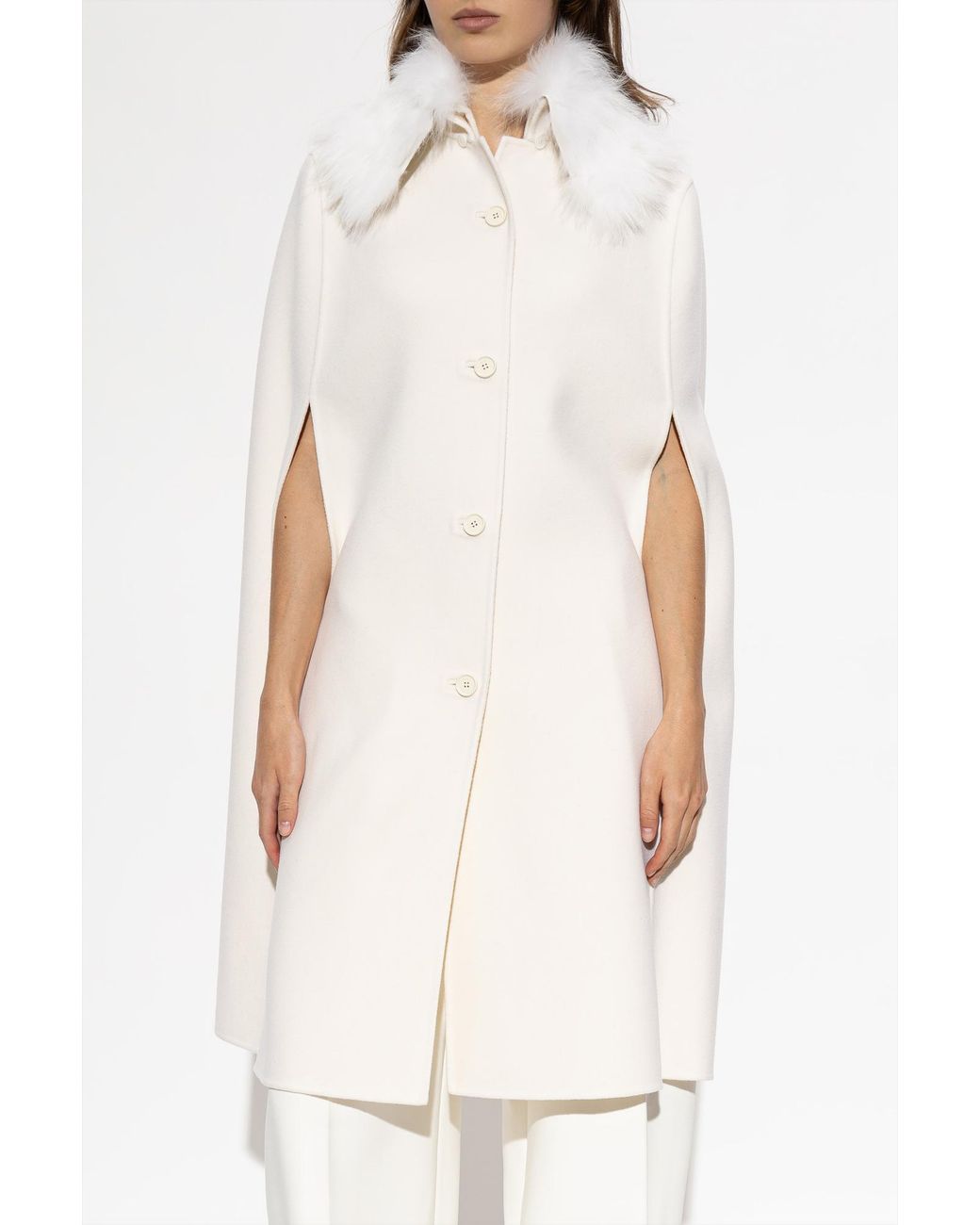 Fendi White Wool Cape