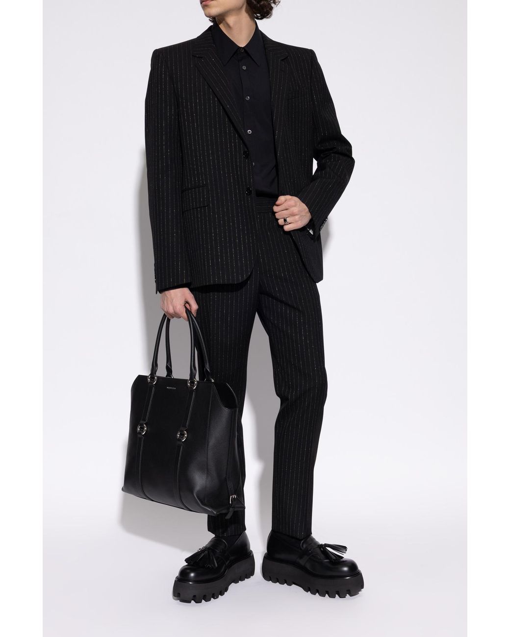 McQueen Black Platform Loafers for men