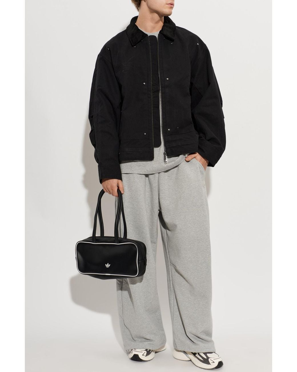 Adidas Originals Gray Wide-Leg Sweatpants for men