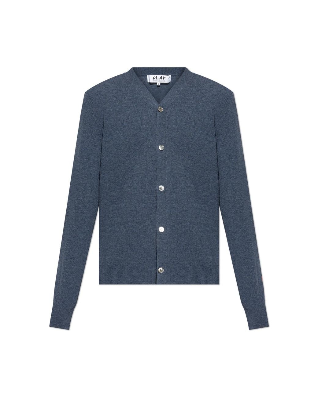 COMME DES GARÇONS PLAY Blue Cardigan With Logo Patch