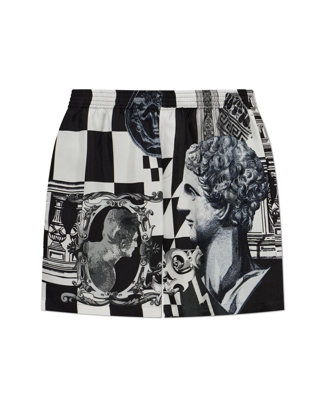 Versace Black Silk Shorts With A Pattern for men
