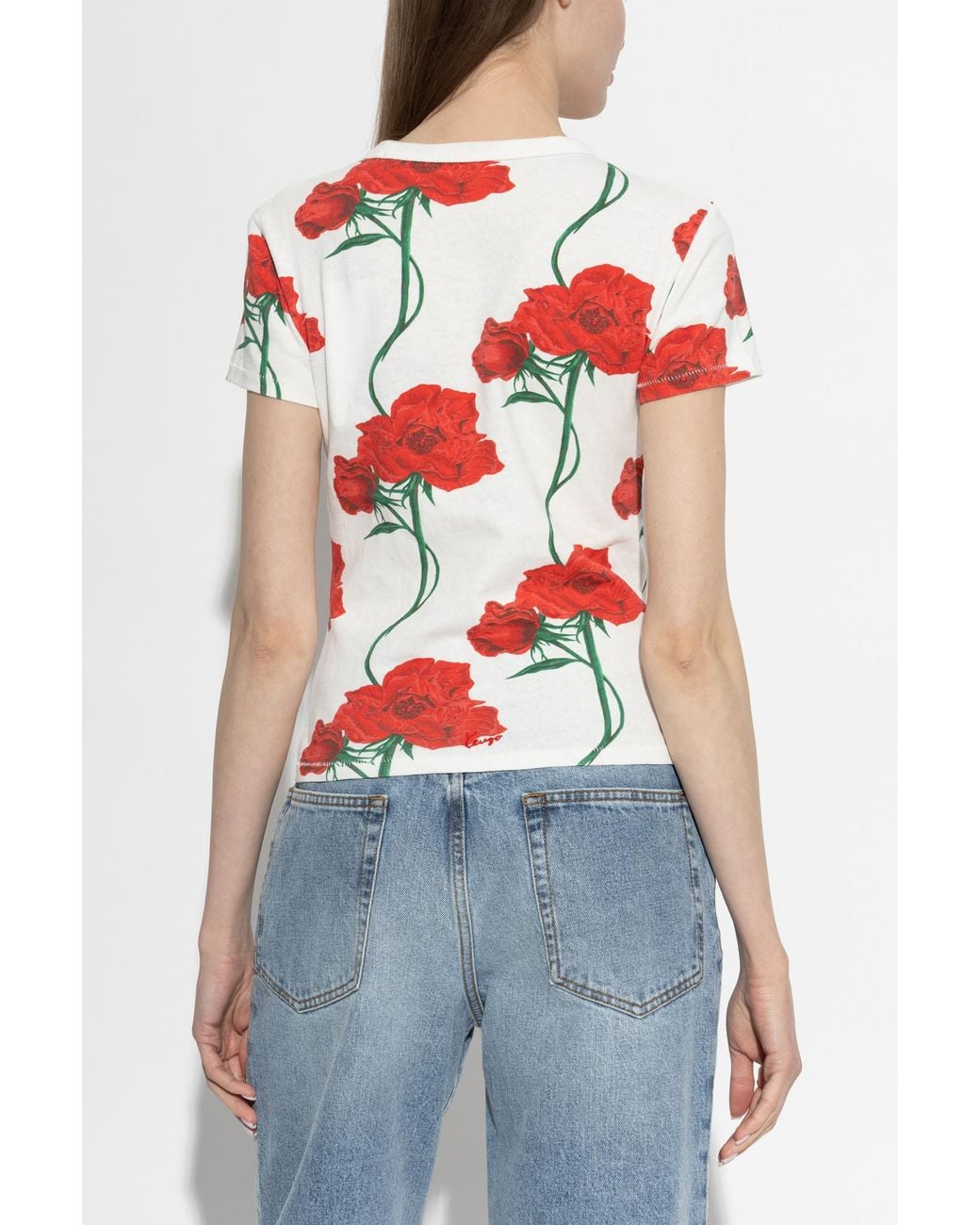 KENZO Red T-Shirt With Floral Motif