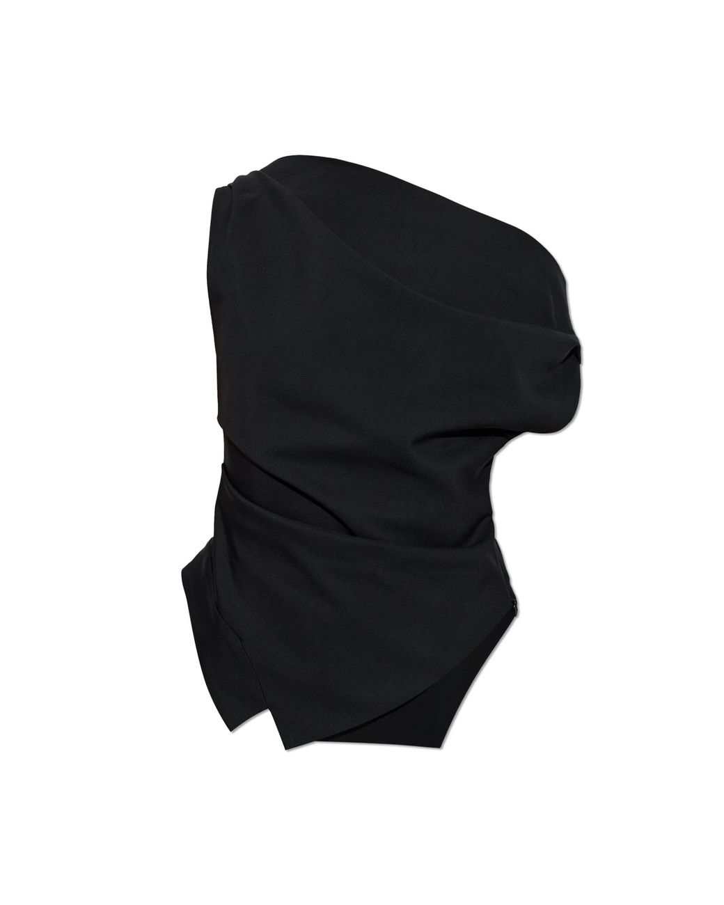 Rohe Black Turtleneck Top With Ruching