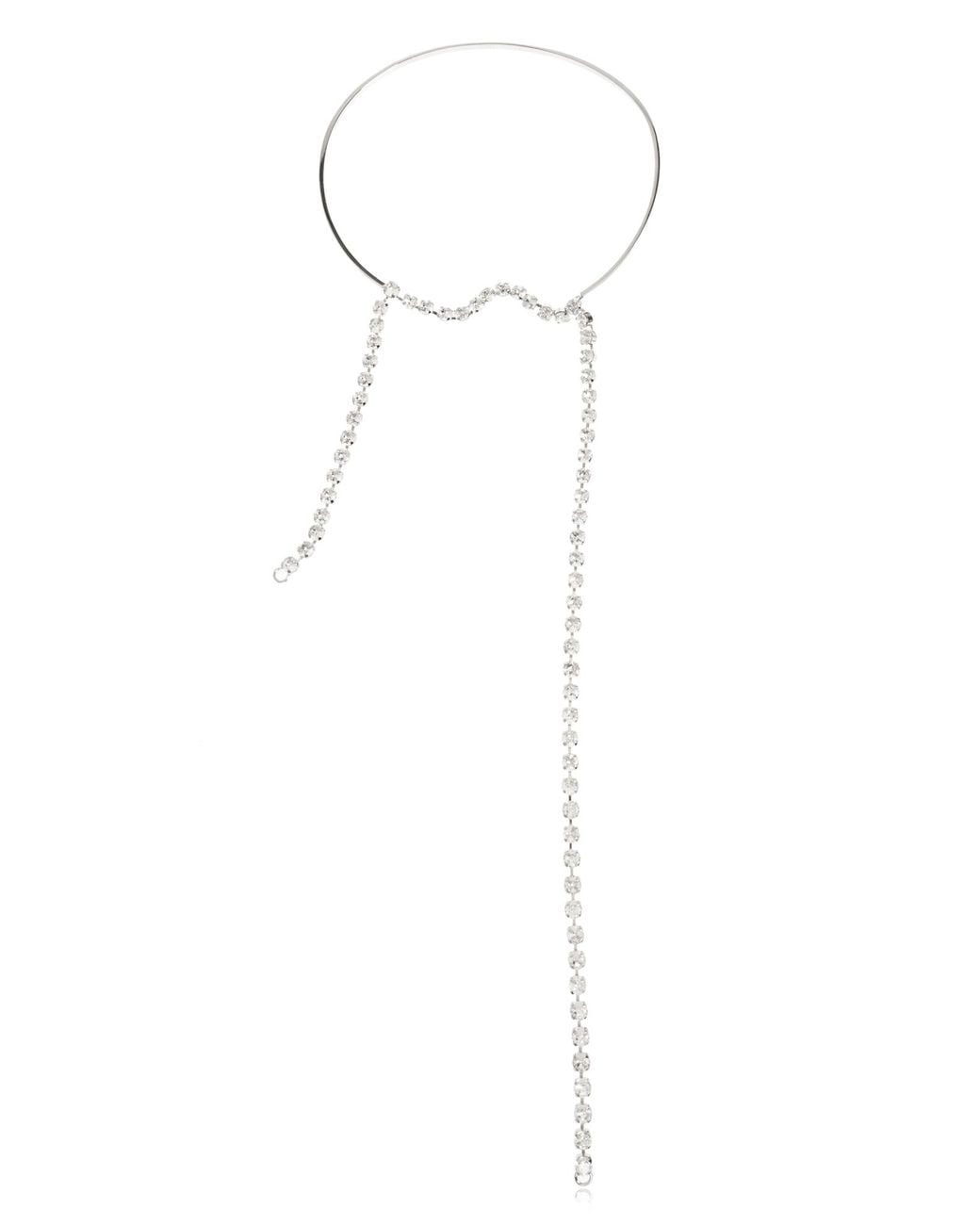 MM6 by Maison Margiela White Choker With Shimmering Crystals