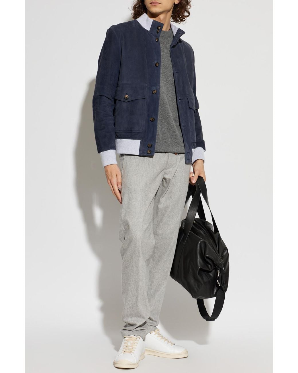 Eleventy Gray Cashmere Sweater With A Crew Neck for men