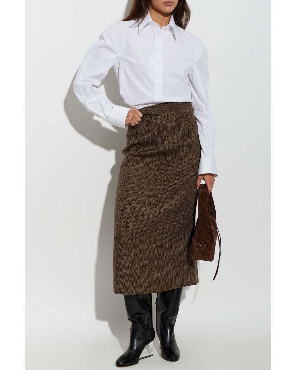 Maison Margiela Brown Virgin Wool Skirt