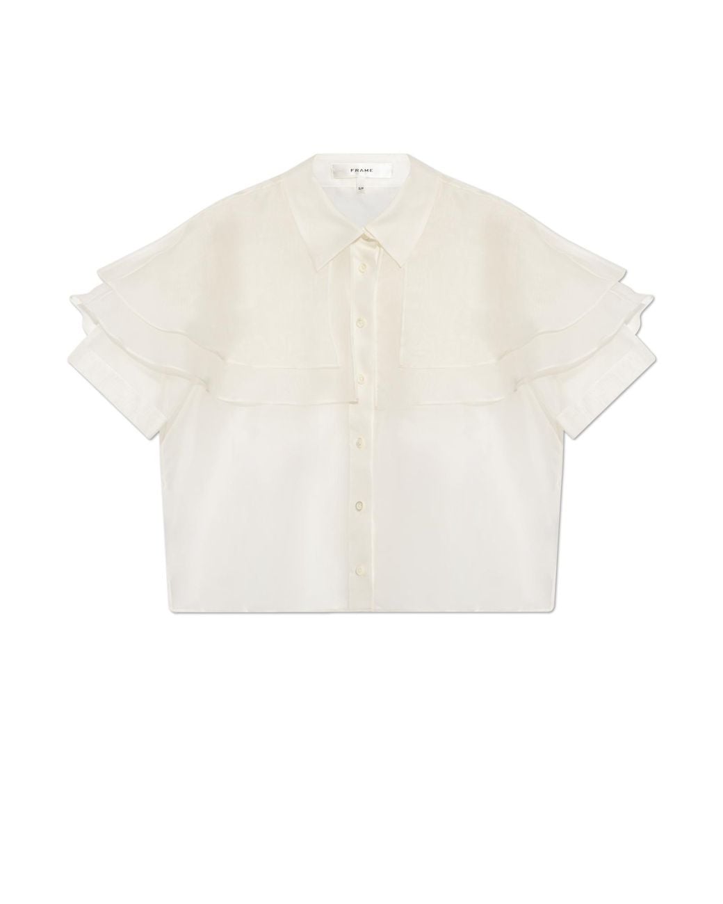 FRAME White Silk Top With Ruffles