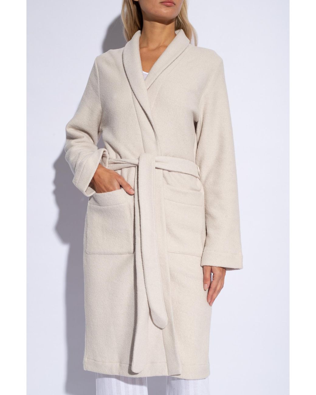 Hanro White Belted Waist Robe