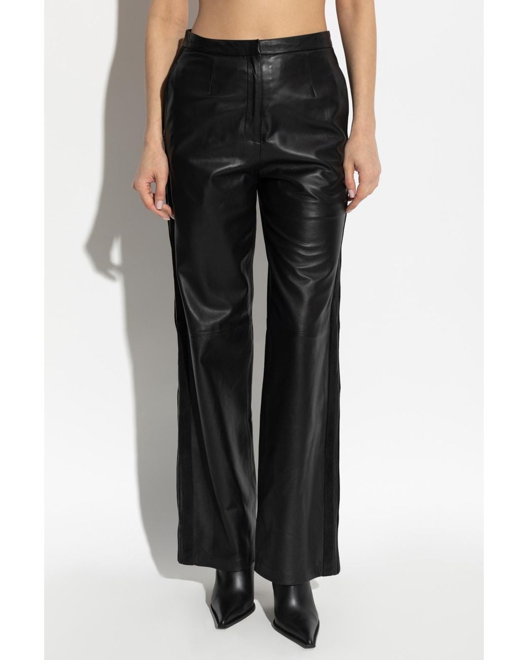 IRO Black Leather Trousers Uleth