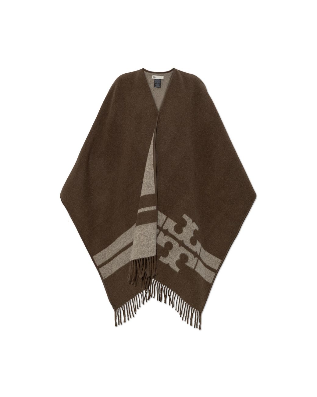 Tory Burch Brown Poncho With Logo