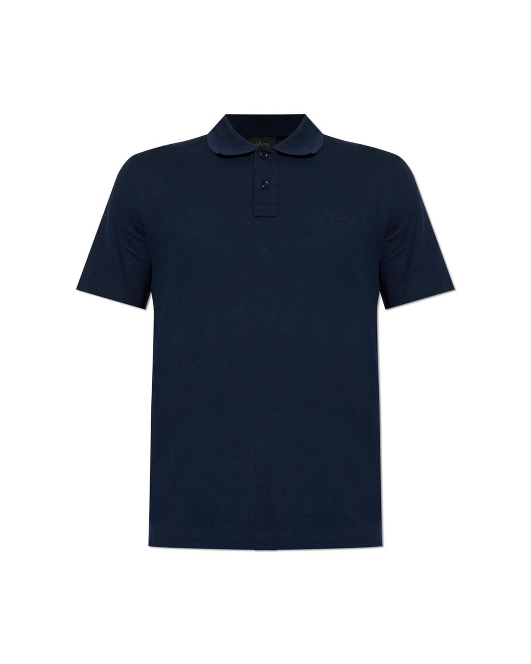Brioni Blue Polo With Embroidered Logo for men