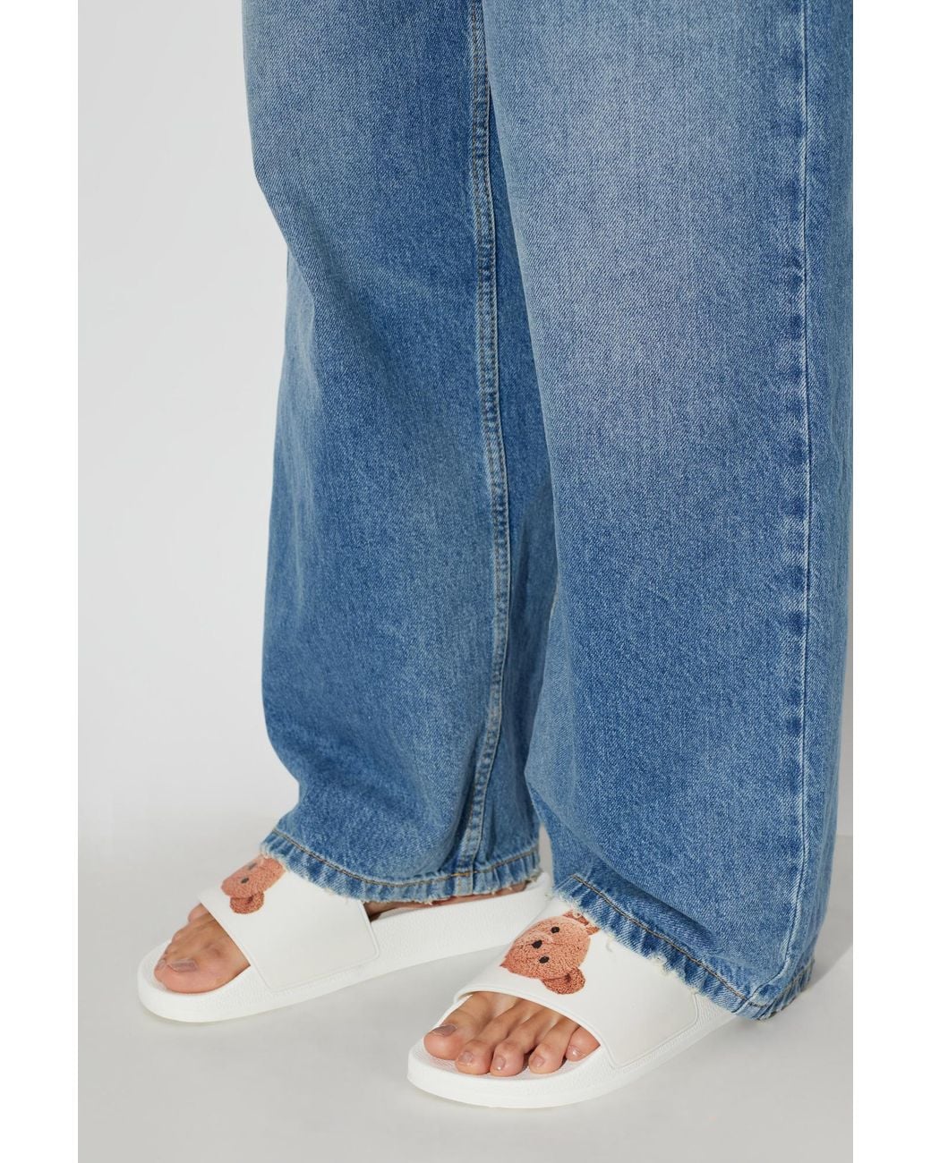 Palm Angels White Printed Slide Sandals