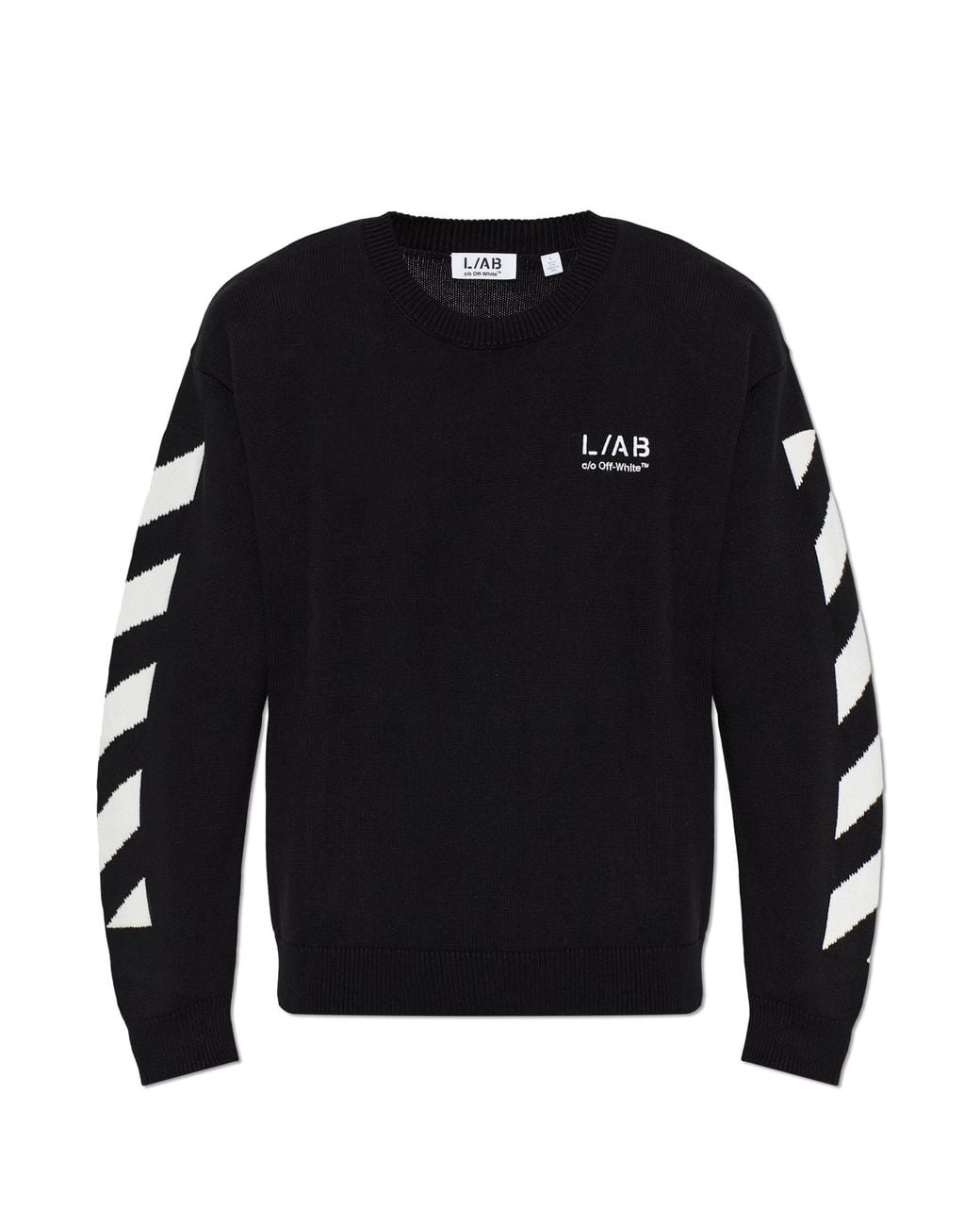 LAB C.O. OFF WHITE Black Embroidered Logo Sweater for men