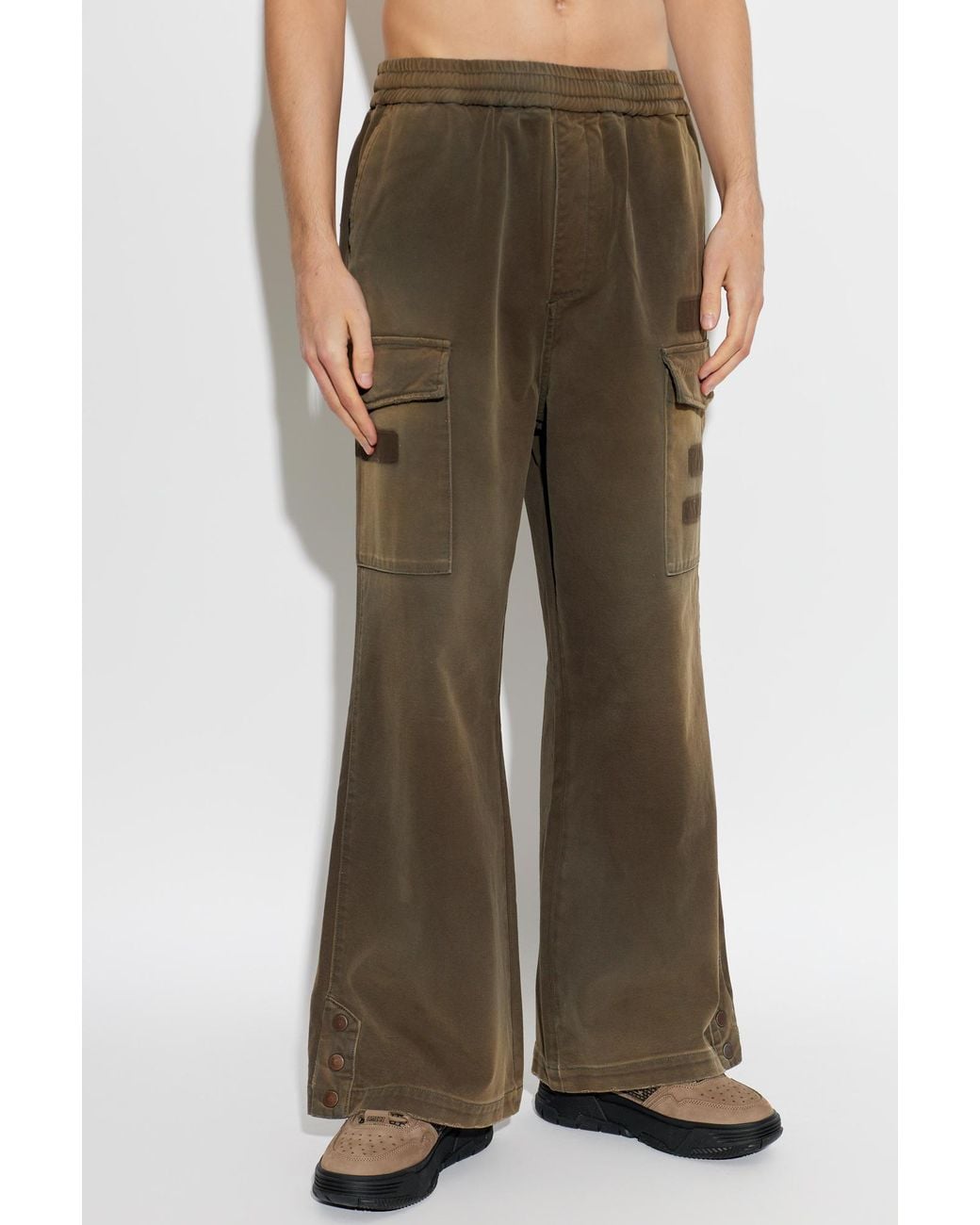 Amiri Green Vintage-Effect Cargo Trousers for men