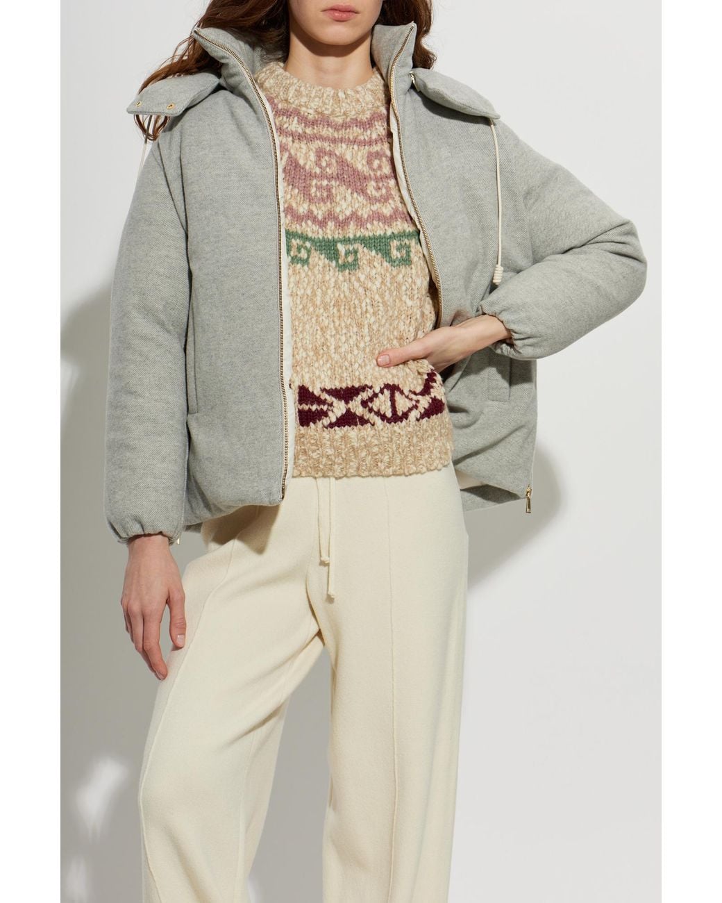 Moncler Natural 'Vivante' Wool Down Jacket