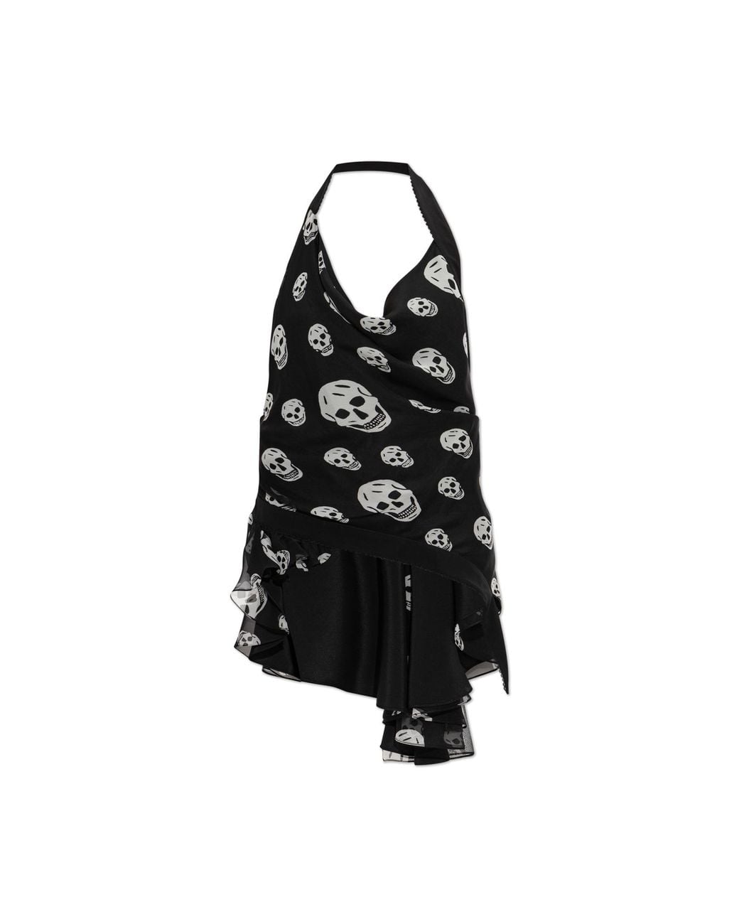 McQueen Black Silk Top With Open Back