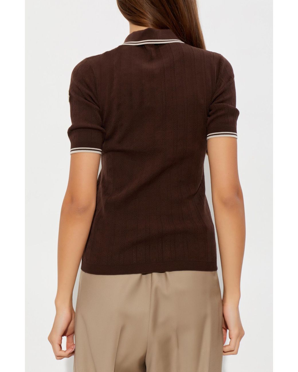 Moncler Brown Polo With Logo Patch