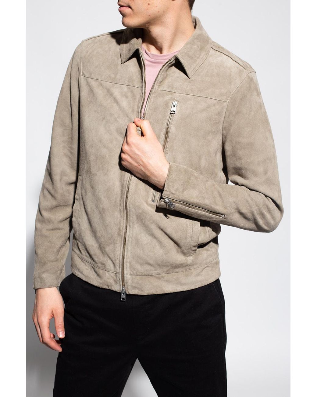 AllSaints eadric Suede Jacket in Gray for Men Lyst