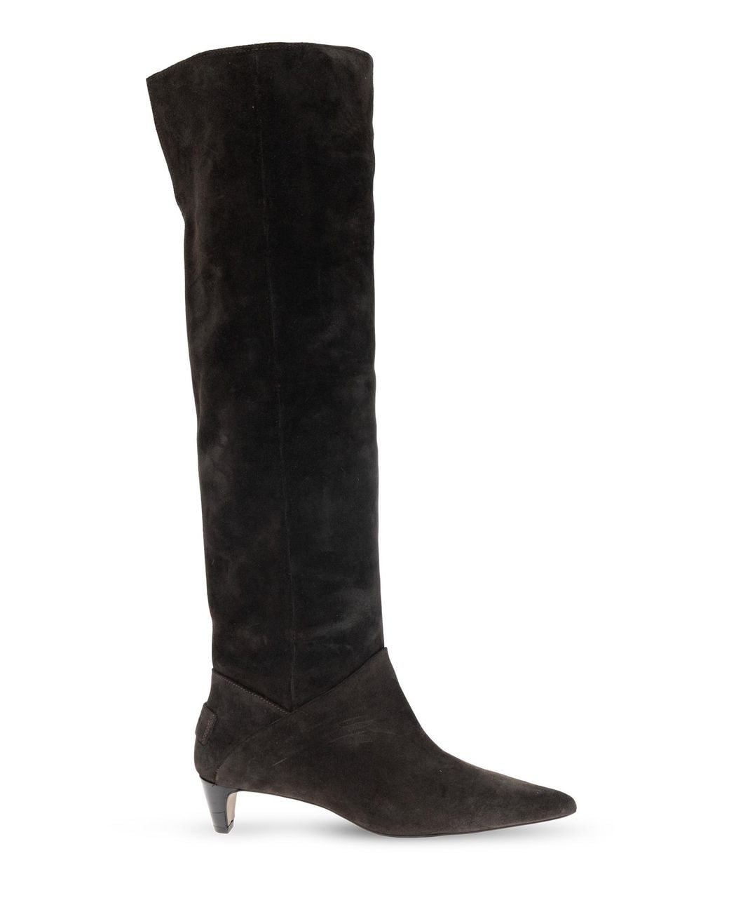 AllSaints Black Suede Heeled Boots 'Ortega'
