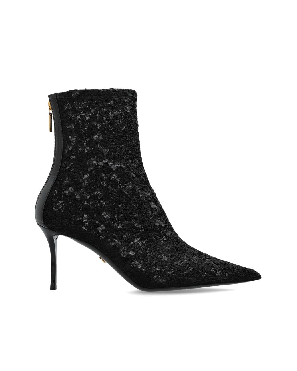 Dolce & Gabbana Black Lace High-Heeled Ankle Boots