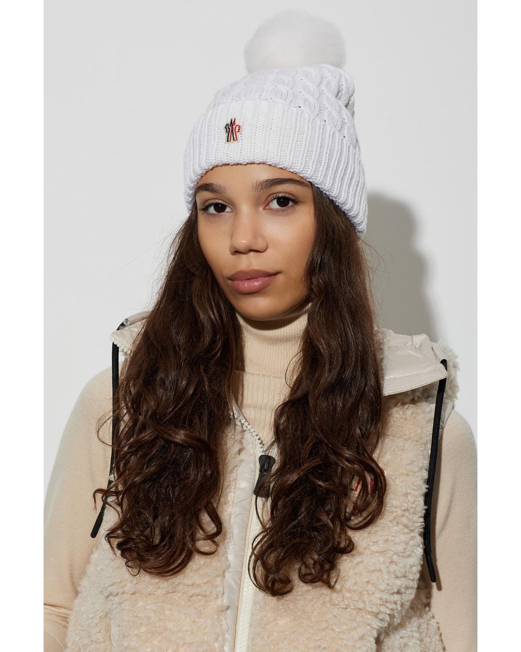 Moncler White Après-Ski Wool Beanie