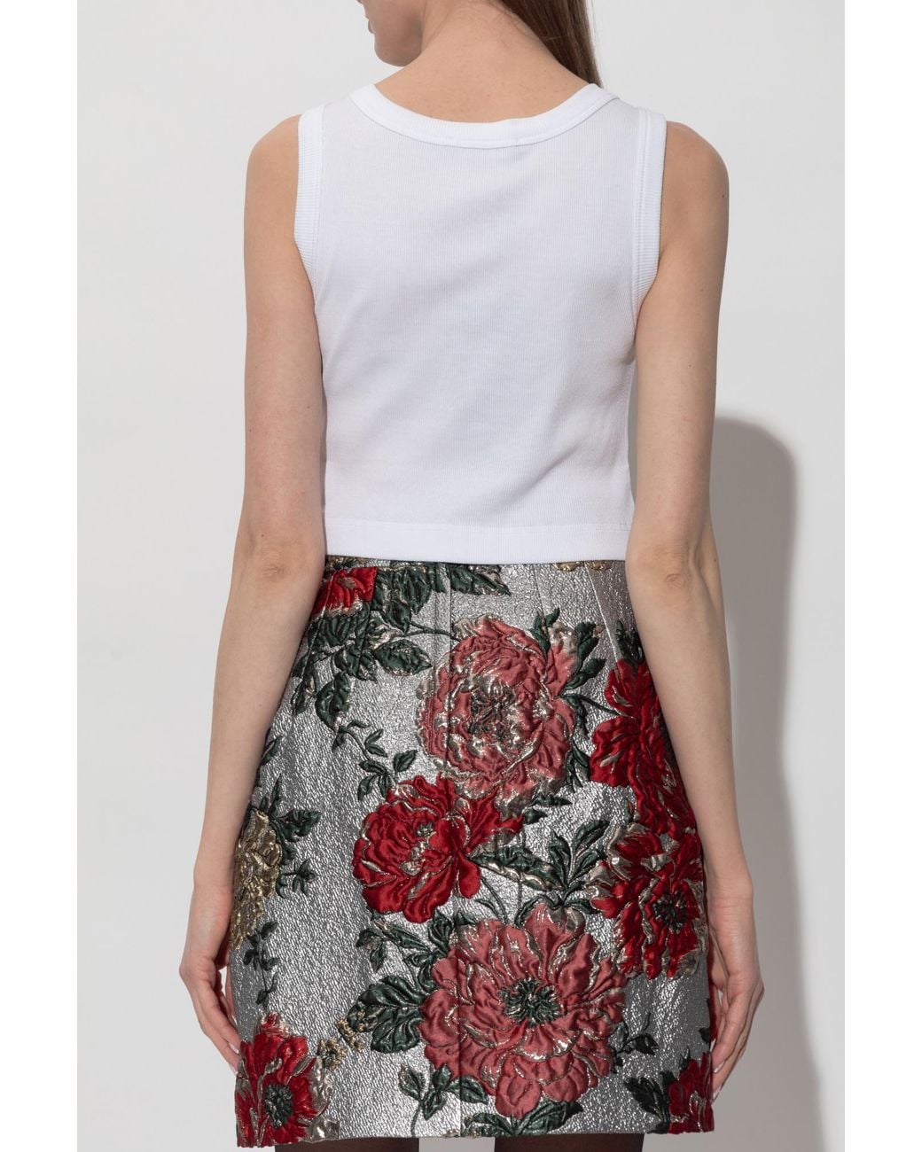 Dolce & Gabbana White Short Top With Logo Patch