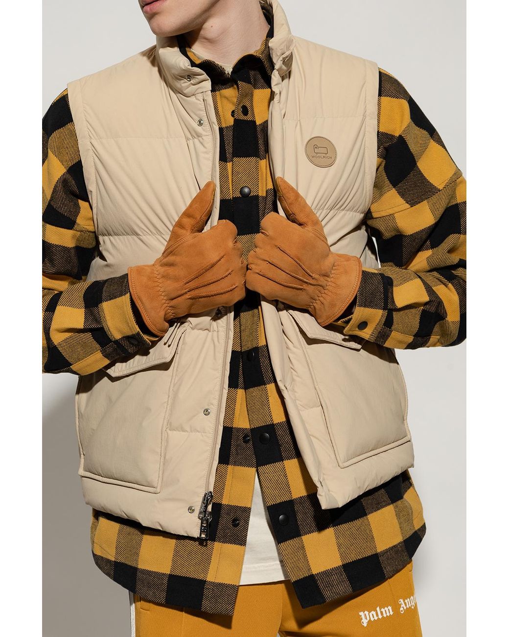 Ugg Brown Leather Gloves for men