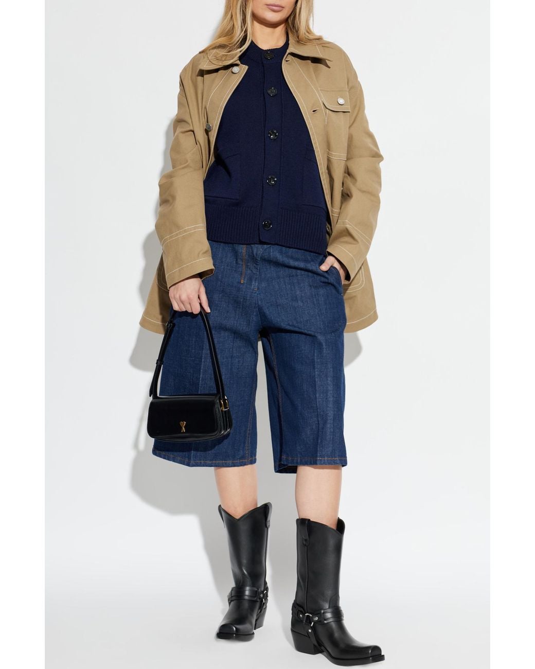 AMI Blue Cardigan With Logo