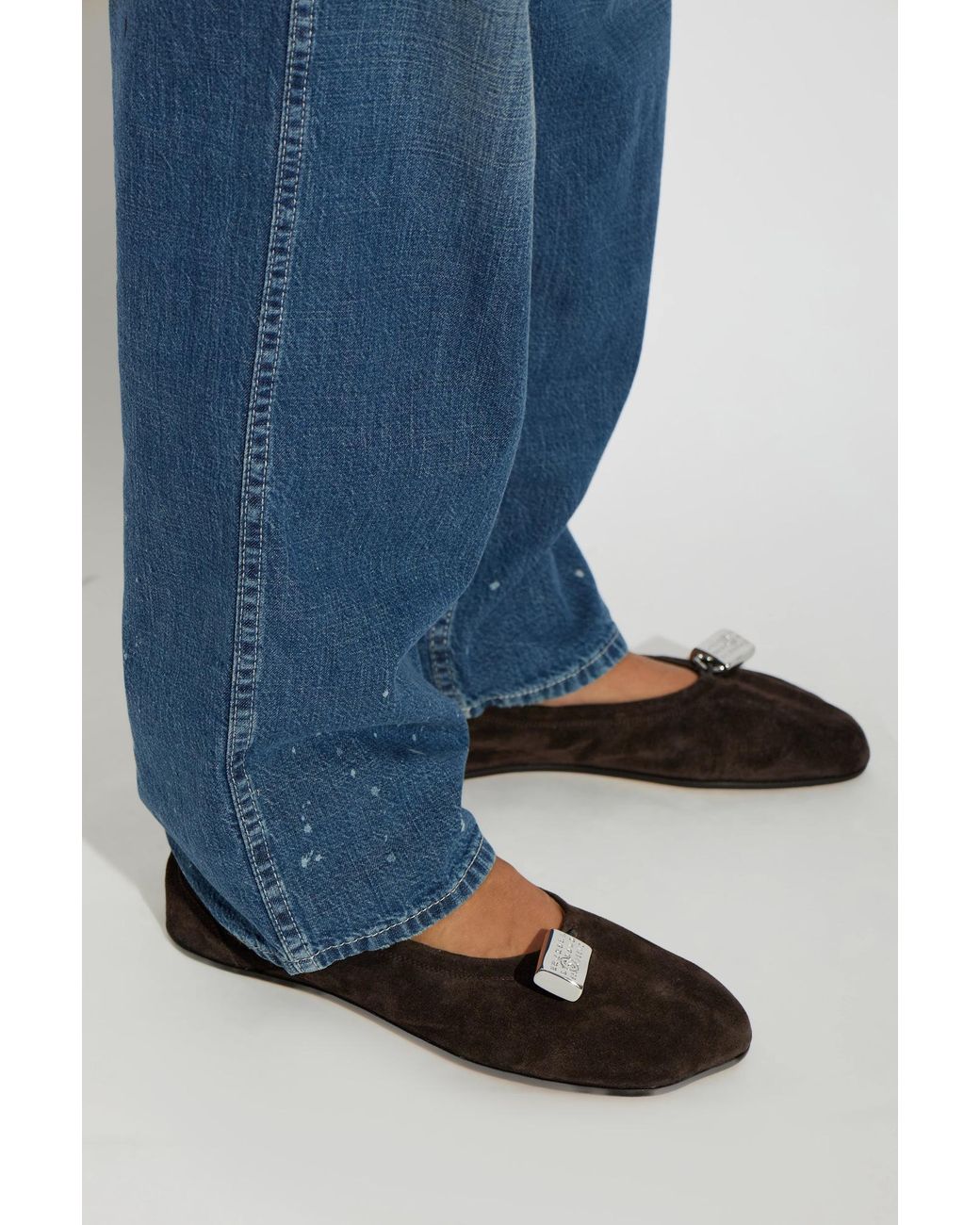 MM6 by Maison Margiela Black Suede Ballet Flats