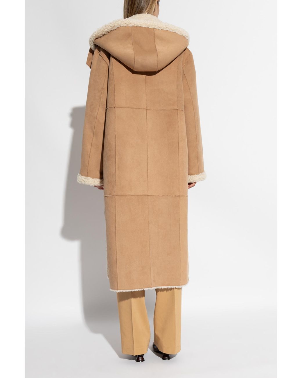 Forte Forte Faux Fur Coat With Hood And Buttons in Natural | Lyst