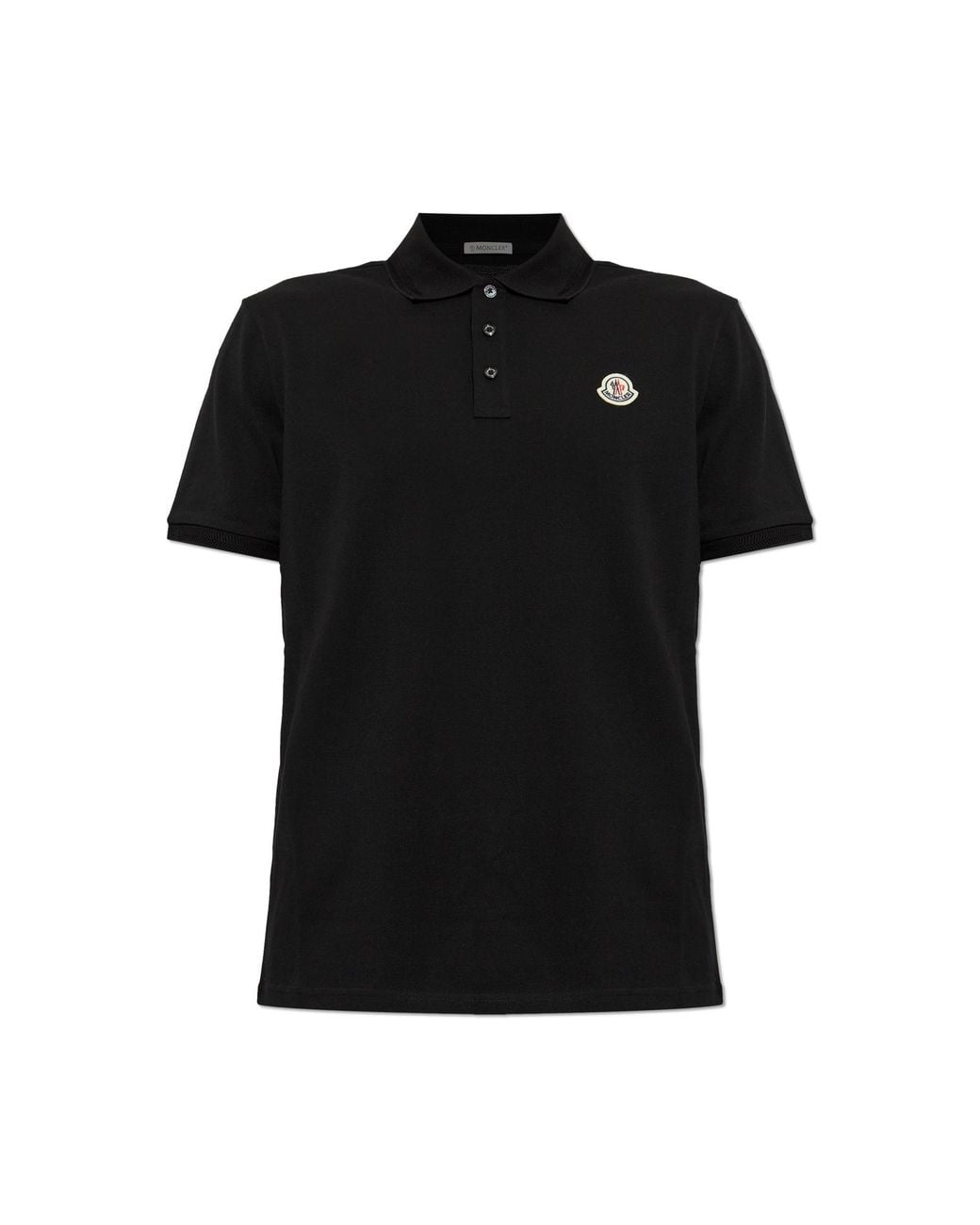 Moncler Black Polo With Logo Patch for men