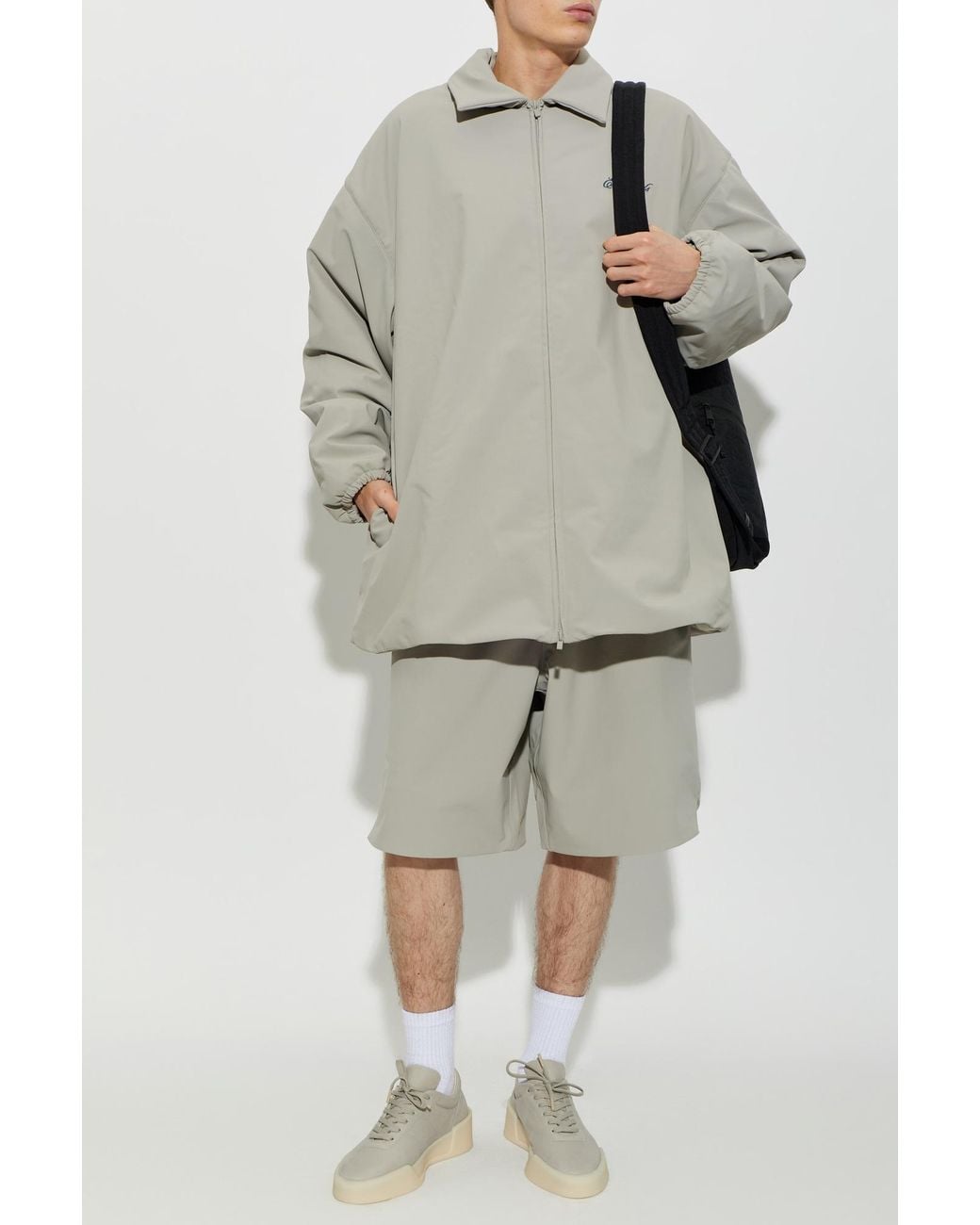 Fear Of God Gray Embroidered Logo Shorts for men