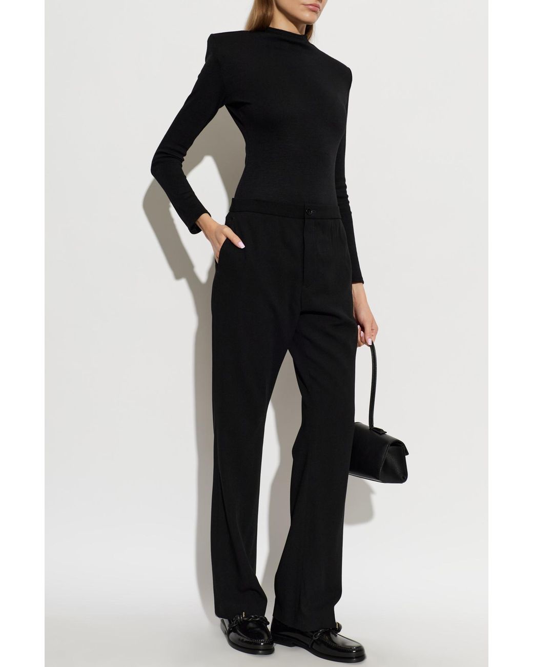 Jil Sander Black Wool Bodysuit With Long Sleeves