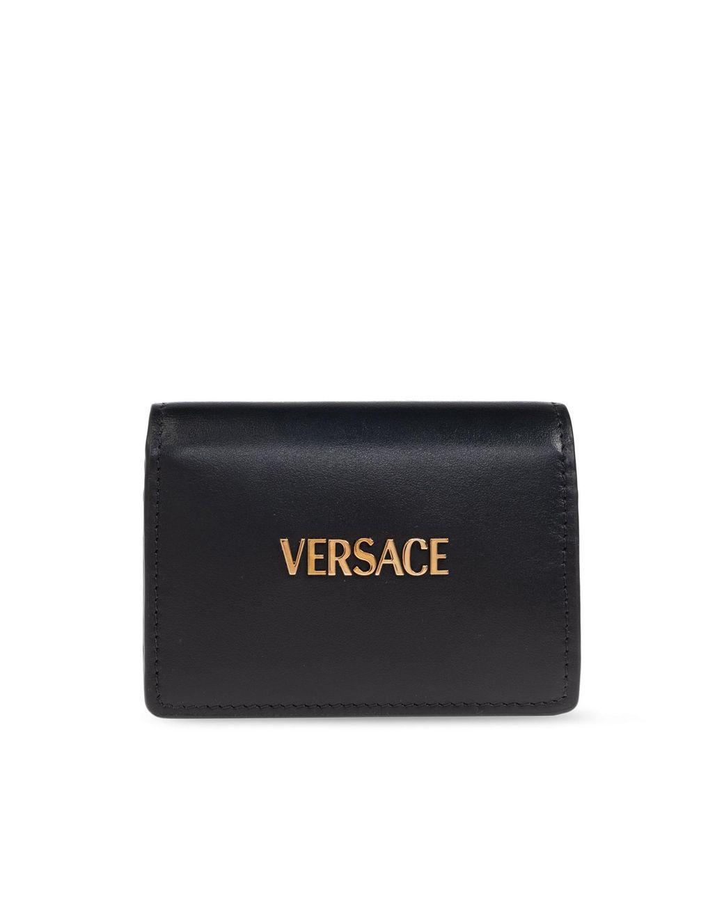 Versace Black Leather Wallet With Logo