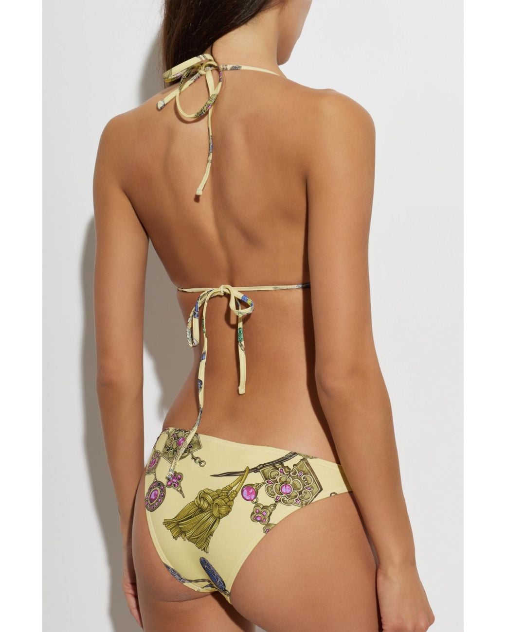 Versace Yellow Bottoms Of Swimsuit With "Broken Jewels" Print