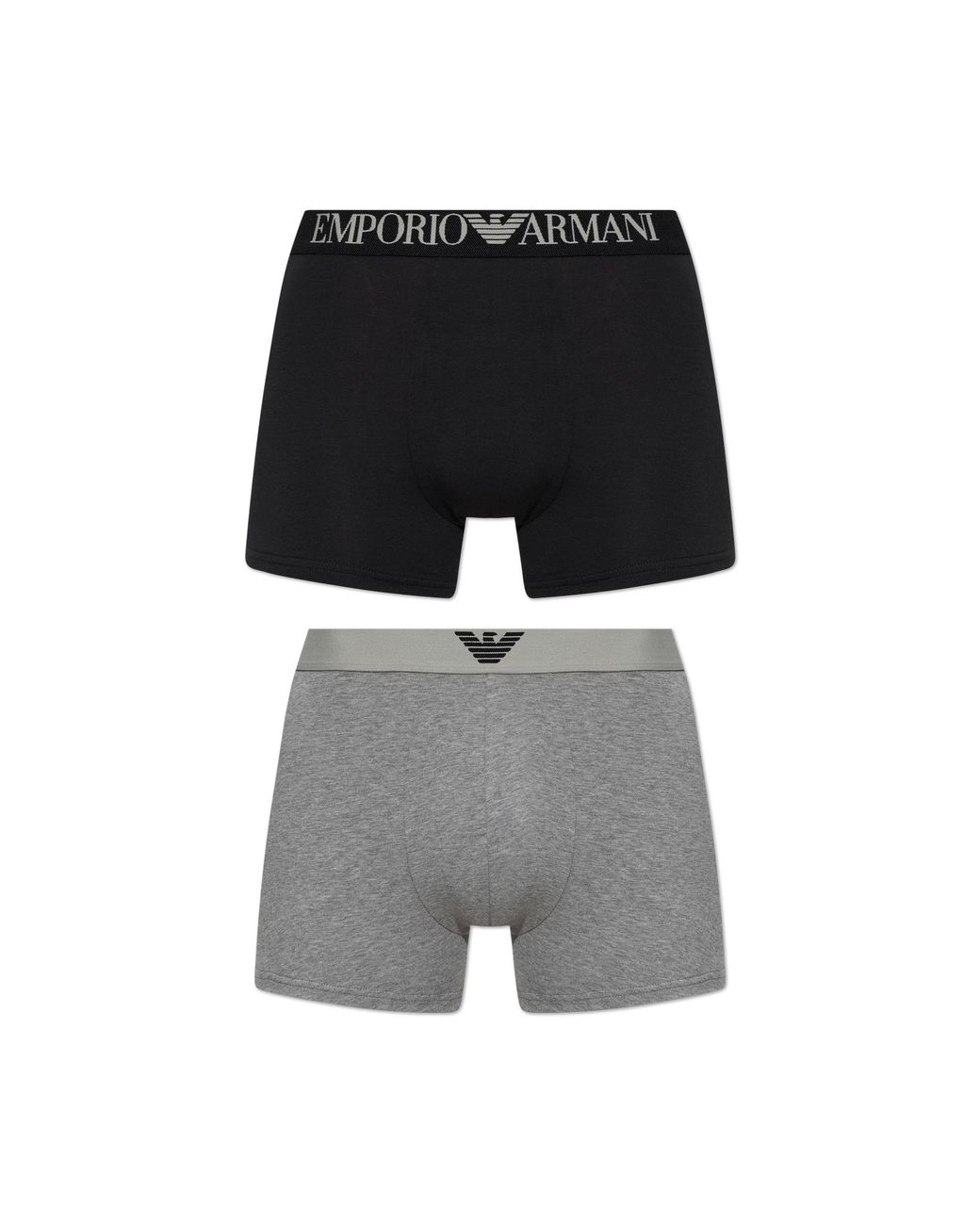Emporio Armani Black 2-Pack Of Cotton Boxers for men