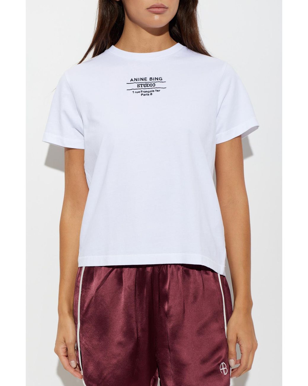 Anine Bing White T-Shirt 'Shelley'