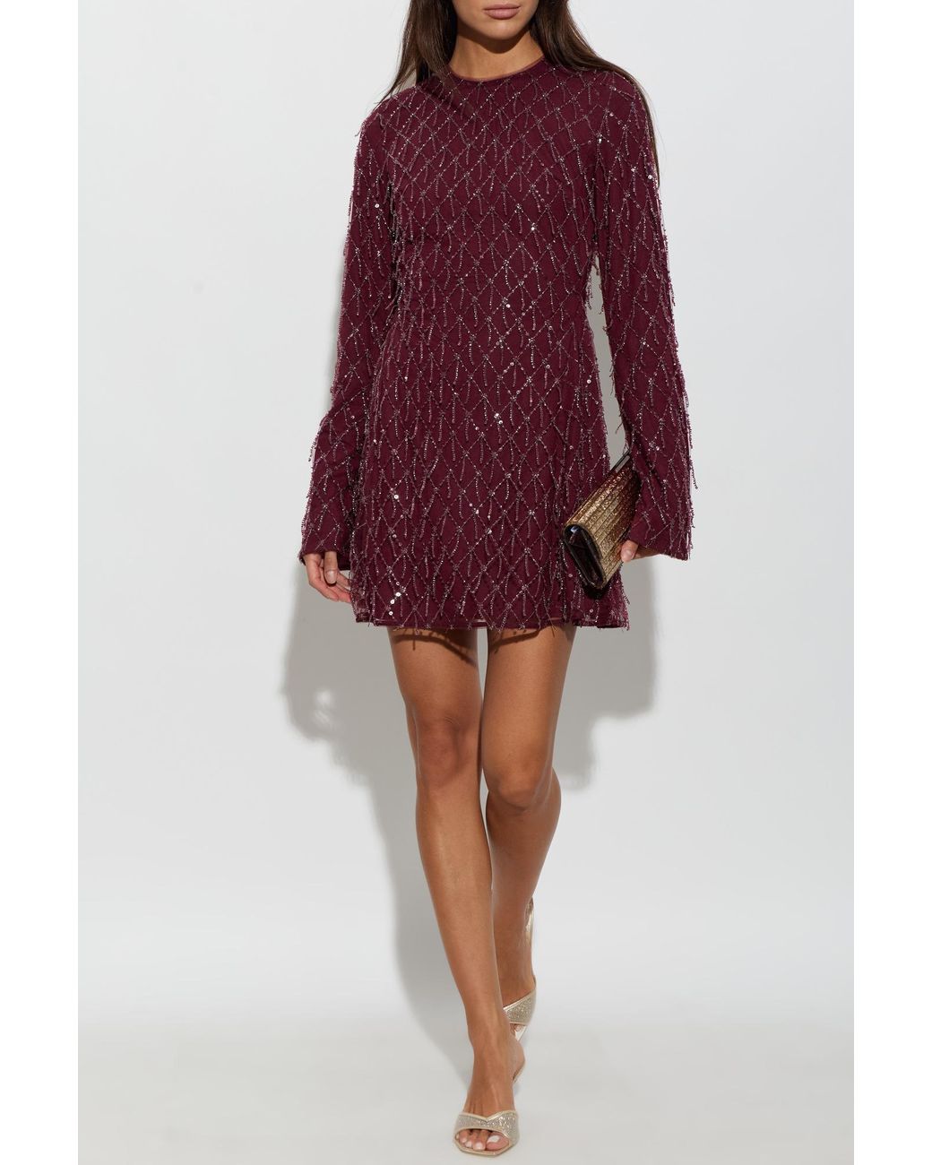 ROTATE BIRGER CHRISTENSEN Purple Dress With Shimmering Fringes