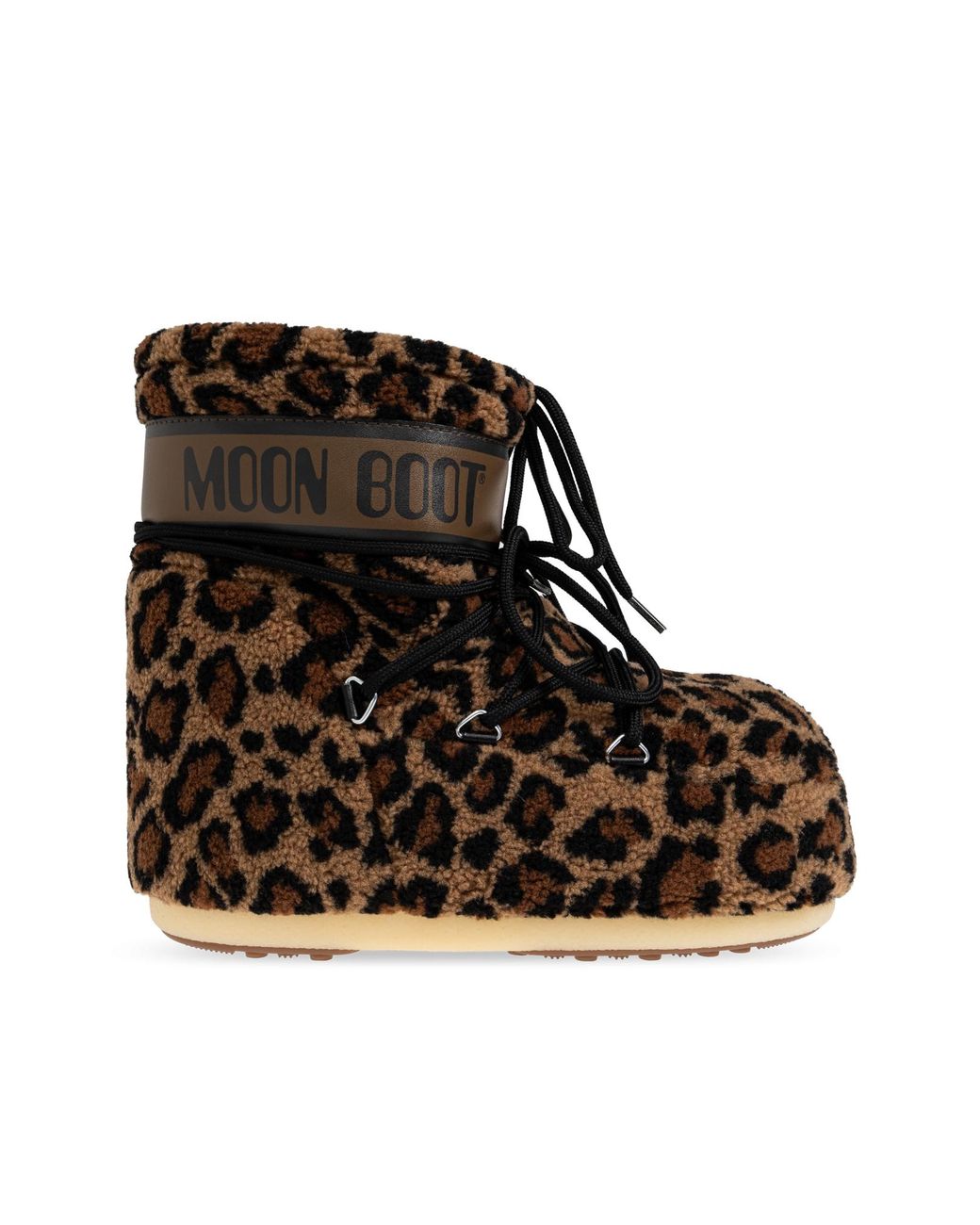 Moon Boot Black Snow Boots 'Mb Icon Low Fleece Leopard'