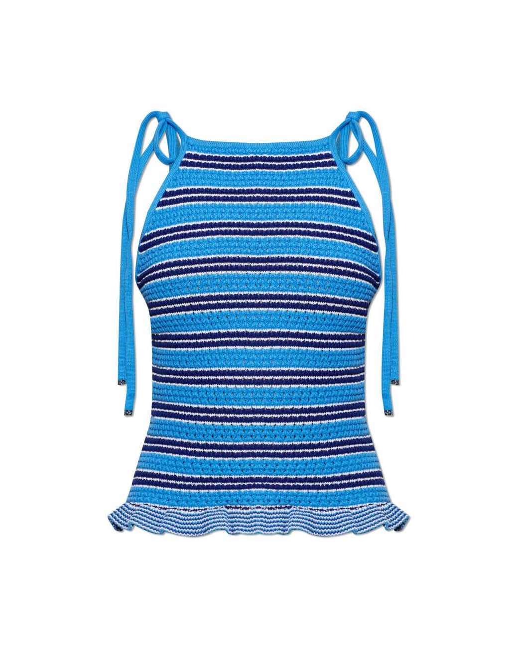 Ganni Blue Open-Back Top