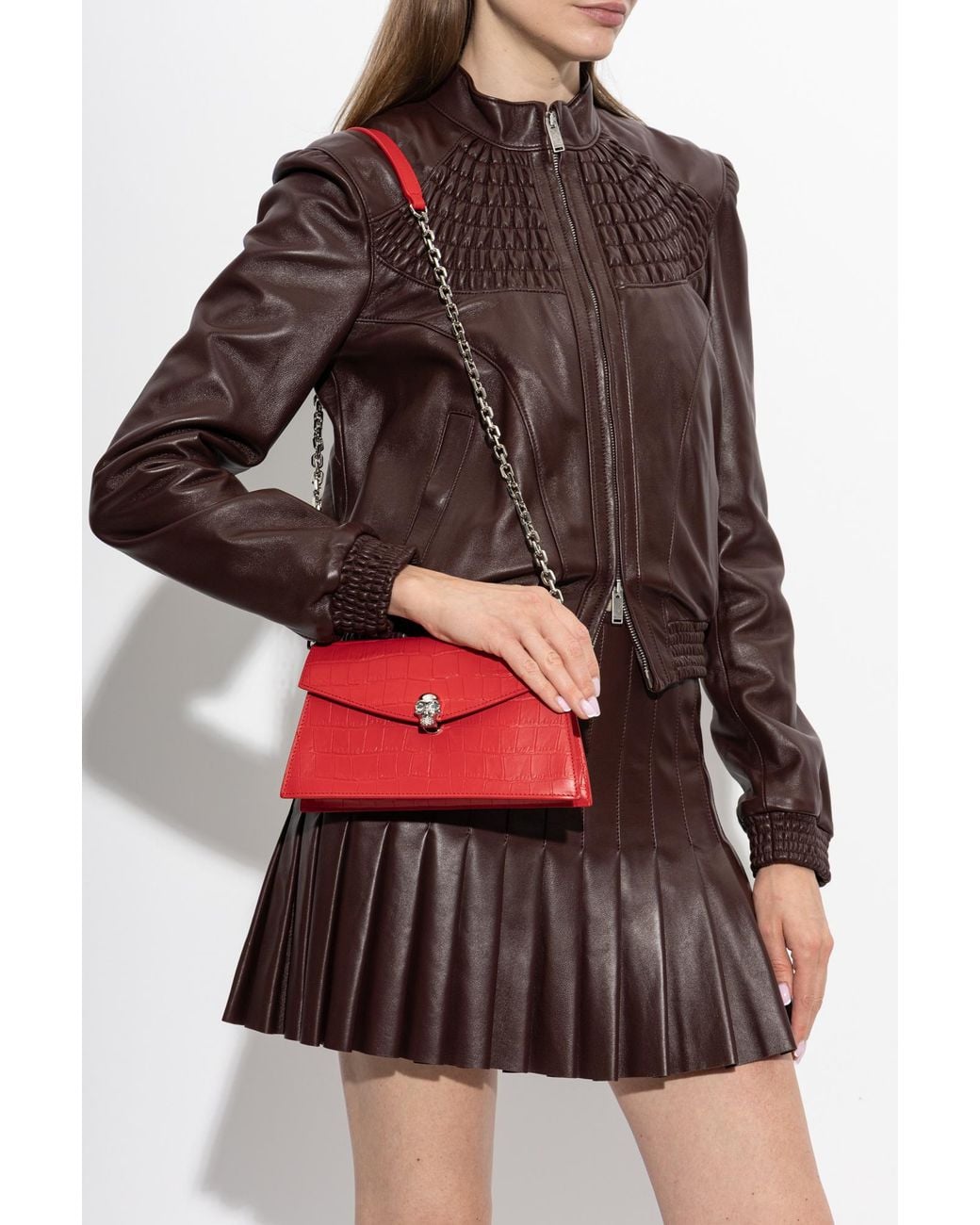 McQueen Red "Skull Mini" Bag