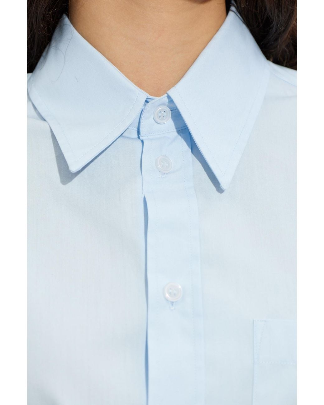 MM6 by Maison Margiela Blue Shirt With Decorative Tie